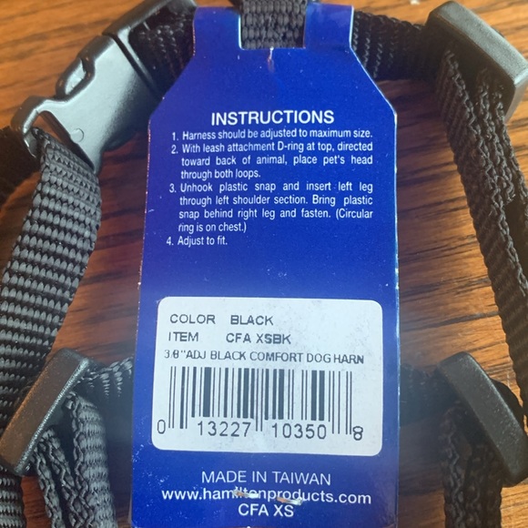 Hamilton extra small black adjustable dog harness toy poodles chihuahuas etc NWT - Picture 2 of 2
